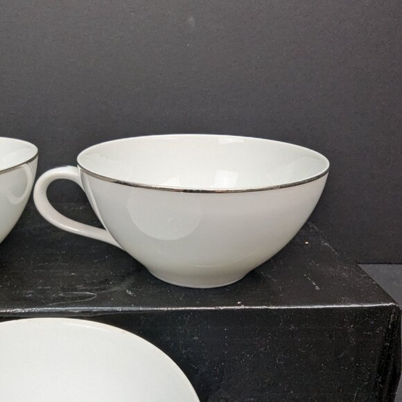 Harmony House Fine China 3857 Nora Platinum Trim 6 Oz Footed Teacup Lot of 3 - Picture 3 of 10